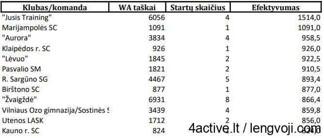 Komandų efektyvumo rikiuotė - 4Active Sveikatingumo Centras